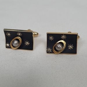 Vintage MCM Balfour Gold tone Space celestial Saturn cuff links